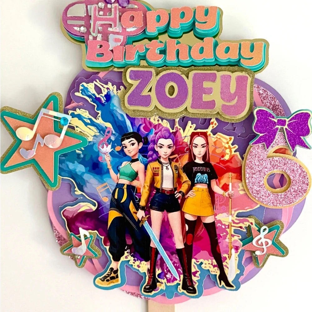 3D Kpop Demon Hunter Birthday Cake Topper